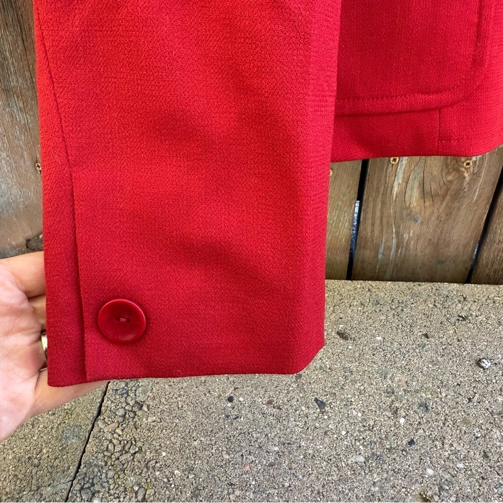TALBOTS Women's Red Lined Wool Blazer Jacket Coat Buttons Size 14 - Picture 7 of 15